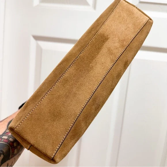 Coach Brooklyn 28 Shoulder Bag Suede Cedar Brown Leather NWOT - Picture 7 of 10